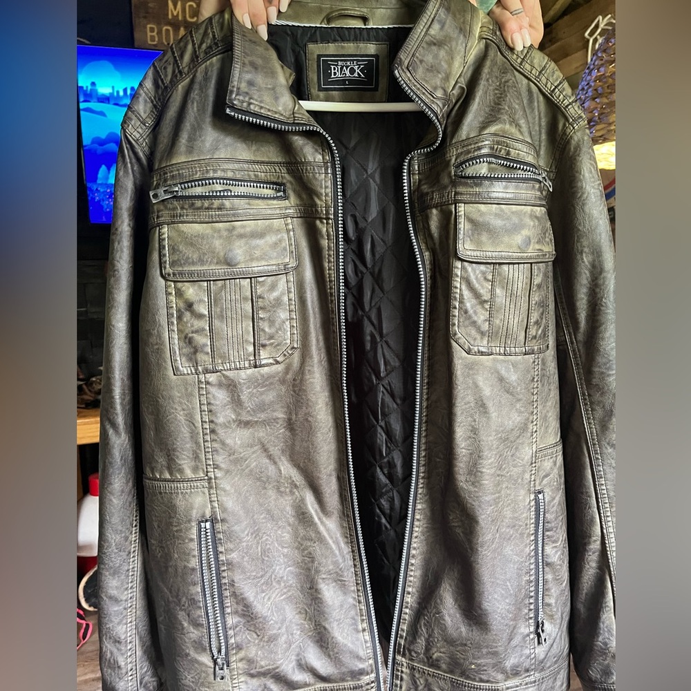 Buckle black jacket imitation leather excellent condition worn once